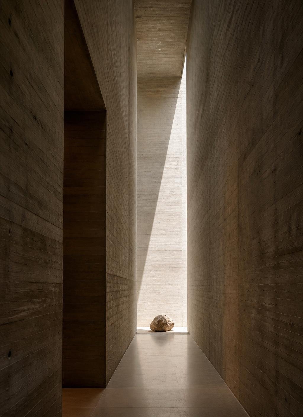 Corredor de concreto com luz vertical natural