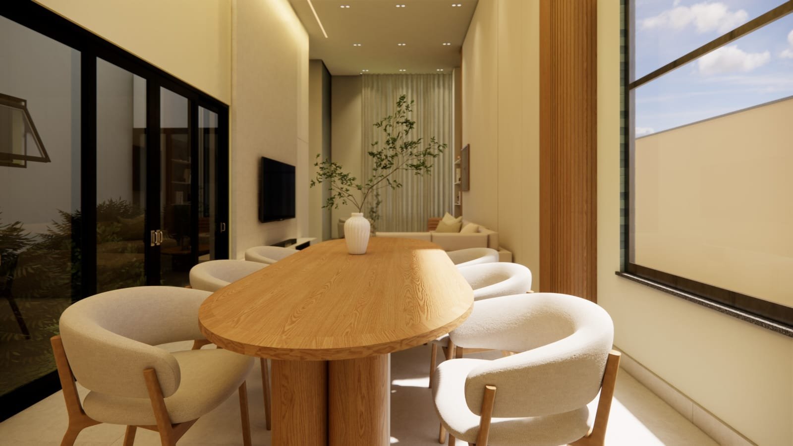Sala de jantar com mesa oval